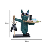elvesmall  Bulldog Cool Sculpture Dog Ornament Butler Storage Box with Tray Nordic Table Decoration Resin Animal Sculpture Coin Piggy Bank