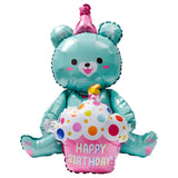 elvesmall  3D Birthday Cake Aluminum Film Balloon Three Layer Cake Standable Balloon Party Baby Shower Photo Props Scene Wedding Decoration