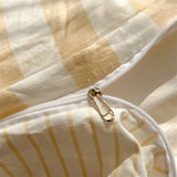 elvesmall Washed Cotton Double Yarn Crepe Striped Quilt Set 3-4 Pillowcase with Sheet Bedding Cover Supplies 200x230 220x240 Skin Friendly