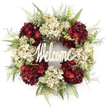 elvesmall  Artificial Hydrangea Wreath for Front Door Home Decoration Hydrangea Garland Wall Background Wedding Party Decor Hello Wreath