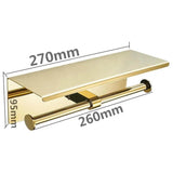 elvesmall Golden Modern Wall Mounted Toilet Paper Holder Stainless Steel Double Roll Tissue Holder Bathroom Paper Roll Storage Rack Hotel