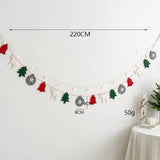 elvesmall 2.6M Christmas Wool Felt Hanging Flag Banner Letter Triangle Pendants Wall Stockings Gloves Bunting For Xmas Home Decoration
