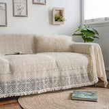 elvesmall Love Seat Sofa Cover Single Double Set Retro Hollow Lace Picnic Blanket Throw Blanket Three-Seater Sofa Decoration Beige