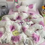 elvesmall Fashion Duvet Cover Set Korean Ins Style 2024 New Flat Sheet Pillowcase No Filler Kids Adult Bedding Set Twin Queen Bed Linen