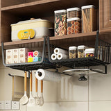 elvesmall Kitchen Under Cabinet Basket Storage Shelf Tissue Cup Holder Closet Desk Hanging Rack Hollowed Pullout Drawer Sliding Basket