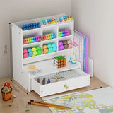 elvesmall  Mark Pen Pencil Holder Wooden Desk Organizers Shelves Accessories Desktop Stationery Organizer Bookshelf Home Office Storage Box