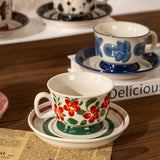 elvesmall  -  200ML European ceramic coffee cup mug premium sense hand-painted cup exquisite afternoon tea latte coffee mug birthday gift mug
