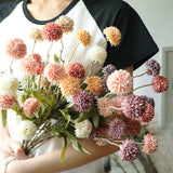 elvesmall  Artificial Flower 5 Head Dandelion False Flower 51cm Small Thorn Ball Hydrangea Simulation Plant For Home Wedding Decorations