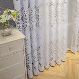 elvesmall  European Luxury Palace Jacquard Curtain for Living Room Bedroom White Geometric Hollowed Sheer Drape Window Treatment Custom #E