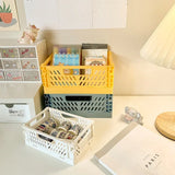 elvesmall Plastic Foldable Storage Crate Folding Box Basket Stackable Cute Makeup Jewellery Toys Boxes for Storage Box Organizer Portable
