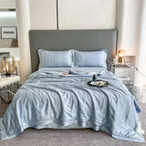 elvesmall  Silky Lyocell double bed comforter Nature fiber Spring Bedding set jacquard Bed linen summer quilt Bed duvets set bed sheets set