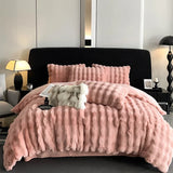 elvesmall  Faux fur winter Bed linen super soft bed cover full set Bubble Fleece quilt Duvet cover set bed sheets set Microfiber bedding