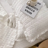 elvesmall  Korean Ruffles Quilted Summer Comforter Set or Single Quilt High Quality Princess Pleated Quilts Soft Skin-friendly Thin Blanket