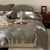 elvesmall  Small Fresh Home Double Layer Yarn Small Fragmented Flower Cotton Bed Sheet and Duvet Cover