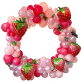 elvesmall  102pcs Strawberry Party Decoration Balloon Garland Kit for Girls 1st 2nd Birthday Party Supplies Strawberry Theme Decoration