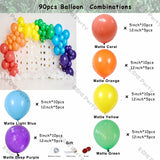 elvesmall 7Ft-23Ft Matte Red Yellow Green Rainbow Color Balloons Garland Arch Kit Kid Birthday Party Baby Shower Decoration Purple Ballon