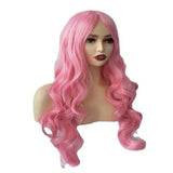 European and American foreign trade wigs for women with long bangs, large waves, pink full head cover support