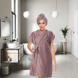 2pcs Womens Ultra-Soft Bath Skirt & Hair Cap Set - Quick-Drying, Wearable Towel Bathrobe, Adorable Solid Colors - Premium Bathroom Essentials for Daily Use