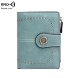 RFID Anti-theft Women's Wallet Multi-card Zipper Buckle Wallet Retro Multi-functional Short Small Wallet