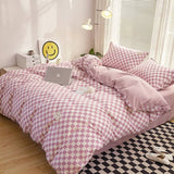 elvesmall Small Checker Bedding Duvet Cover Set