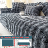 Modern Plush Faux Fur Sofa Cover, Winter Thick Warm Pet-Friendly Non-Slip Couch Protector for Armchair to 4-Seater Sofas, Machine Washable Soft Furniture Slipcover for Home and Office Decor - Polyester