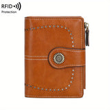 RFID Anti-theft Women's Wallet Multi-card Zipper Buckle Wallet Retro Multi-functional Short Small Wallet