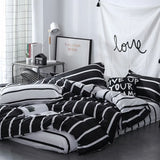 elvesmall Black & White Striped Bedding Set