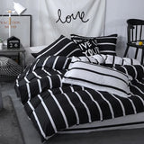 elvesmall Black & White Striped Bedding Set