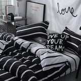 elvesmall Black & White Striped Bedding Set
