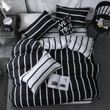 elvesmall Black & White Striped Bedding Set
