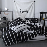 elvesmall Black & White Striped Bedding Set