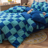 elvesmall Blue Checker Bedding Set