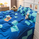 elvesmall Blue Checker Bedding Set