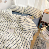 elvesmall Blue Striped Minimalist Bedding Set