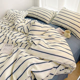 elvesmall Blue Striped Minimalist Bedding Set