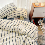 elvesmall Blue Striped Minimalist Bedding Set