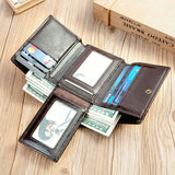 Premium Genuine Leather Tri-fold Wallet with Coin Pocket & RFID Shield - Secure, Stylish, & Ideal Valentines Gift for Him