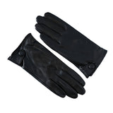 Warm & Waterproof Velvet Lined Leather Gloves - Rich Solid Color, Genuine Leather, Button Touchscreen, Classic Design, Insulating Warmth - Perfect for Autumn and Winter Driving, Cycling, and Outdoor Activities