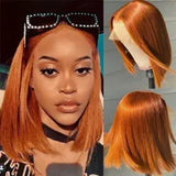 Peruvian Hair 13x4 Ombre Blonde Short Bob Pixie Cut Wigs For Women 180 Density Blonde Lace Front Wig Transparent Lace Synthetic Wig