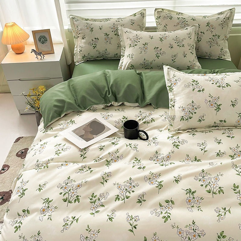 elvesmall Vintage Chamomile Flower Bedding Set