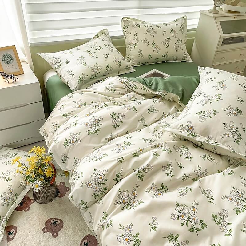 elvesmall Vintage Chamomile Flower Bedding Set