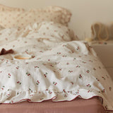 elvesmall Cottagecore Ruffled Cozy Bedsheet Set