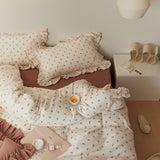 elvesmall Cottagecore Ruffled Cozy Bedsheet Set