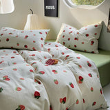 elvesmall Cute Strawberry Print Bedding Set