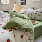 elvesmall Cute Strawberry Print Bedding Set