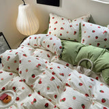 elvesmall Cute Strawberry Print Bedding Set
