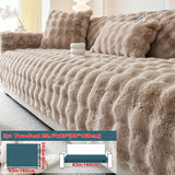 Modern Plush Faux Fur Sofa Cover, Winter Thick Warm Pet-Friendly Non-Slip Couch Protector for Armchair to 4-Seater Sofas, Machine Washable Soft Furniture Slipcover for Home and Office Decor - Polyester