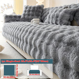 Modern Plush Faux Fur Sofa Cover, Winter Thick Warm Pet-Friendly Non-Slip Couch Protector for Armchair to 4-Seater Sofas, Machine Washable Soft Furniture Slipcover for Home and Office Decor - Polyester