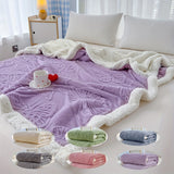 Soft and Warm Fleece Throw Blanket with Embroidered Butterfly Design - Available in Multiple Colors and Sizes