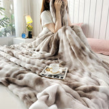 Ultra-Soft Faux Rabbit Fur Throw Blanket - Tie-Dye Plush, Warm & Cozy For All Seasons, Reversible, Machine Washable - Perfect For Sofa, Bed, Living Room